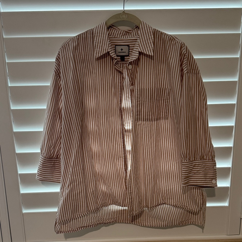 Tuckernuck tan stripe button down size L